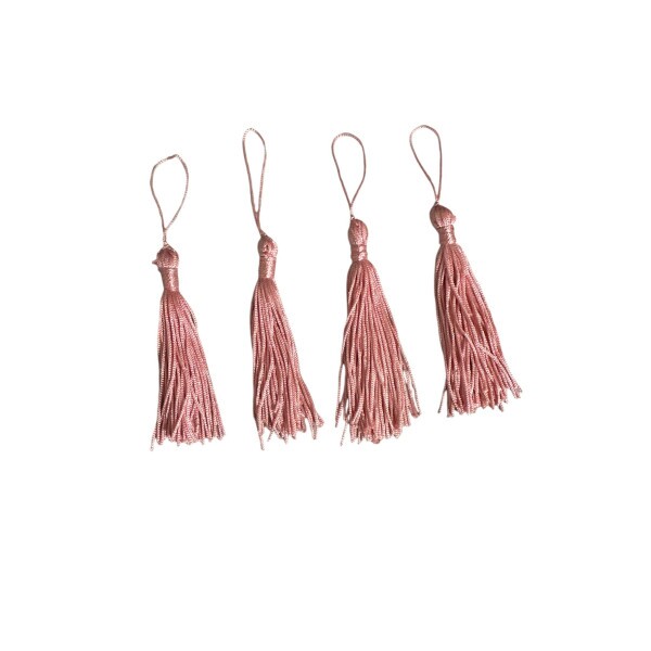 Pingente de Seda Tassel 7cm c/ 4 Unidades - Rosa Beb�