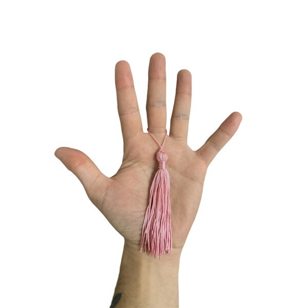 Pingente de Seda Tassel 7cm c/ 4 Unidades - Rosa Beb�