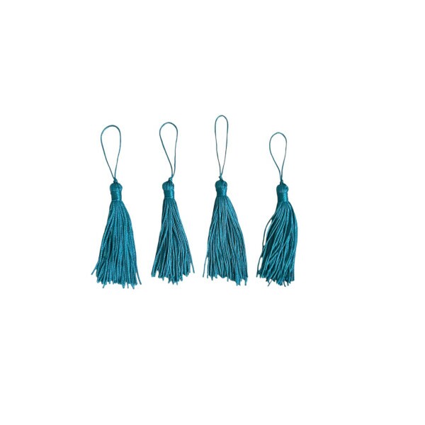 Pingente de Seda Tassel 7cm c/ 4 Unidades - Riviera Blue