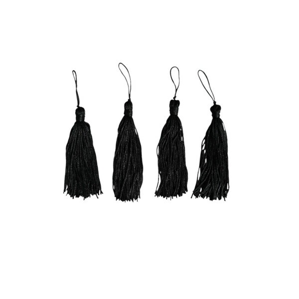 Pingente de Seda Tassel 7cm c/ 4 Unidades - Preto