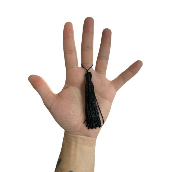 Pingente de Seda Tassel 7cm c/ 4 Unidades - Preto