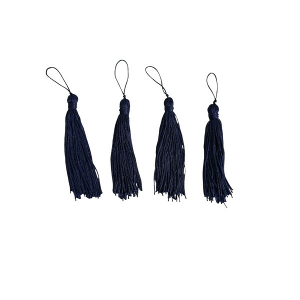 Pingente de Seda Tassel 7cm c/ 4 Unidades - Azul Marinho