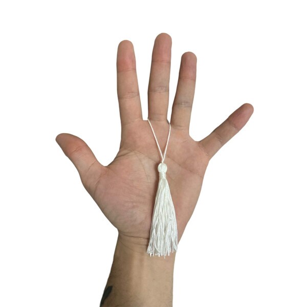 Pingente de Seda Tassel 7cm c/ 4 Unidades - Branco