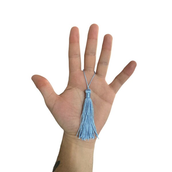 Pingente de Seda Tassel 7cm c/ 4 Unidades - Azul Beb