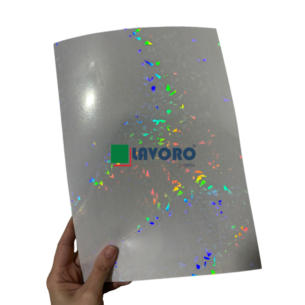 Adesivo Vinil Hologr�fico Branco 20 Folhas A4 - Off Paper