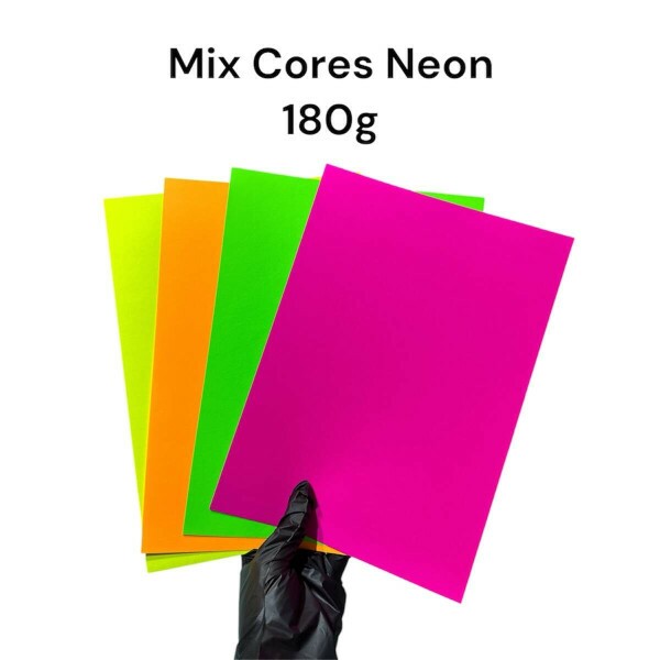 Papel Color Plus Colorido Mix de Cores Neon 180g A4 c/ 20 Folhas - Master