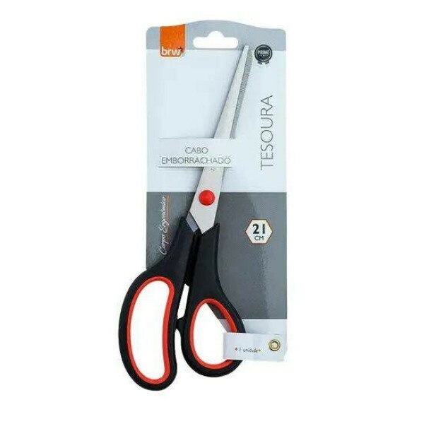 Tesoura de Ao Inox 21cm Cabo emborrachado - BRW