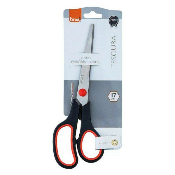 Tesoura de Ao Inox 17cm Cabo emborrachado - BRW