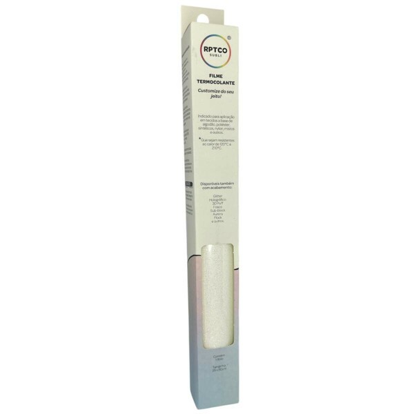 Filme de Recorte Termocolante Branco Arco-ris Glitter 25x50cm - RPTCO
