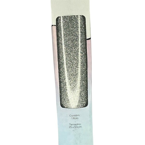 Filme de Recorte Termocolante Prata Glitter 25x50cm - RPTCO
