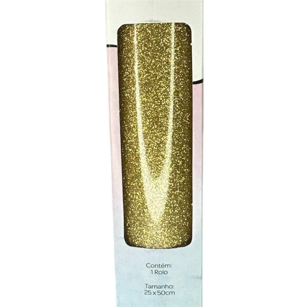Filme de Recorte Termocolante Dourado Claro Glitter 25x50cm - RPTCO