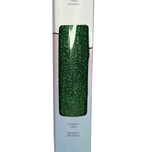 Filme de Recorte Termocolante Verde Glitter 25x50cm - RPTCO