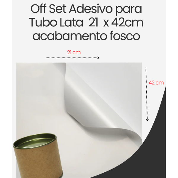 Papel Offset Adesivo para Tubo Lata 21 x 42 cm - Pct com 24 Folhas