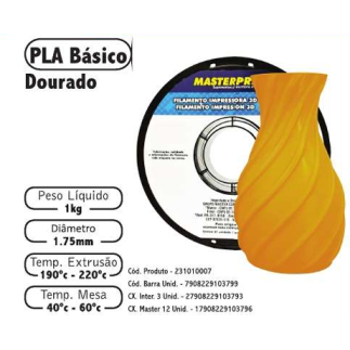Filamento de Impress�o 3d PLA 1,75mm 1kg Masterprint DOURADO