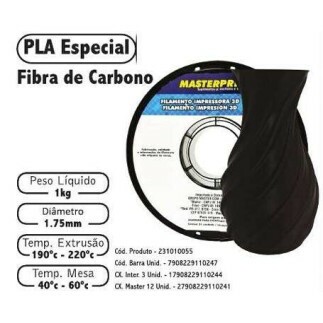 Filamento de Impress�o 3d PLA 1,75mm 1kg Masterprint FIBRA DE CARBONO