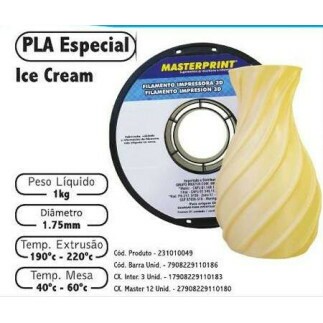 Filamento de Impress�o 3d PLA 1,75mm 1kg Masterprint ICE CREAM