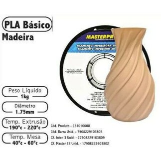 Filamento de Impress�o 3d PLA 1,75mm 1kg Masterprint MADEIRA