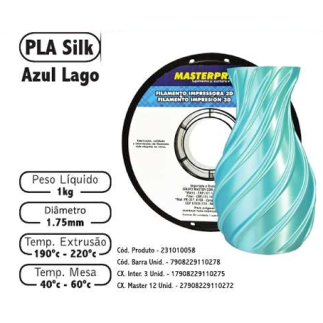 Filamento de Impress�o 3d PLA 1,75mm 1kg Masterprint SILK AZUL LAGO