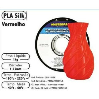 Filamento de Impress�o 3d PLA 1,75mm 1kg Masterprint SILK VERMELHO