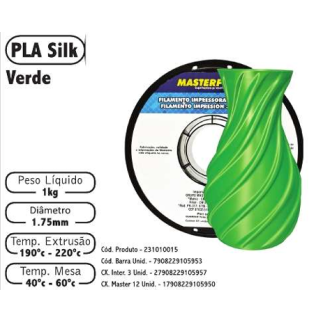 Filamento de Impress�o 3d PLA 1,75mm 1kg Masterprint VERDE