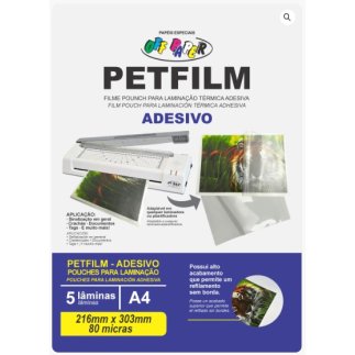 Petfilm Adesivo 80 Micras A4 c/ 05 un