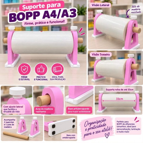 Suporte para Bopp A4 e A3 para Bobina de Laminadora