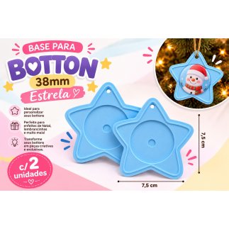 Base para Botton Estrela 38mm c/ 2 unidades Azul Beb�