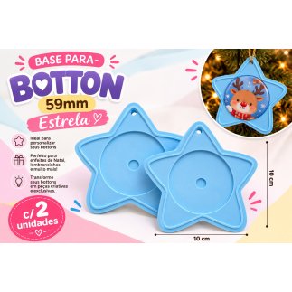 Base para Botton Estrela 59mm c/ 2 unidades Azul Beb�