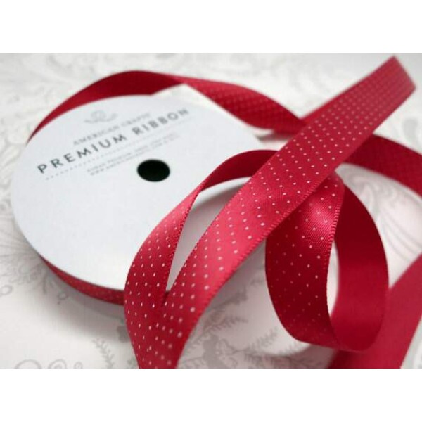 Fita Cherry Red Swiss Dot Ribbon 5/8