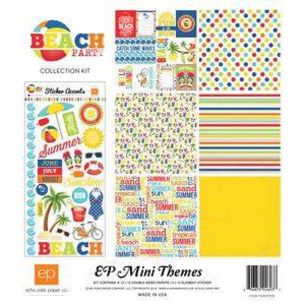 Kit de Pap�is Beach Party c/ 6 unidades 30,5x30,5 + 1 Cartela de Adesivos - Echo Park Paper
