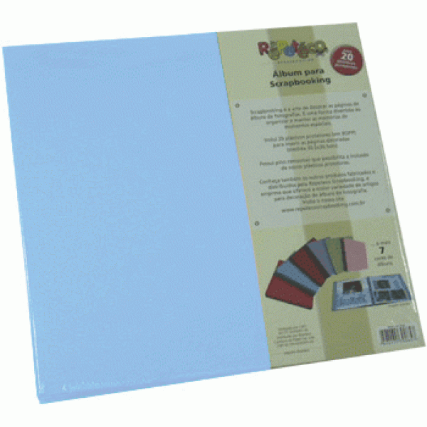 �lbum para Fotos Liso Azul Claro 30,5 X 30,5cm