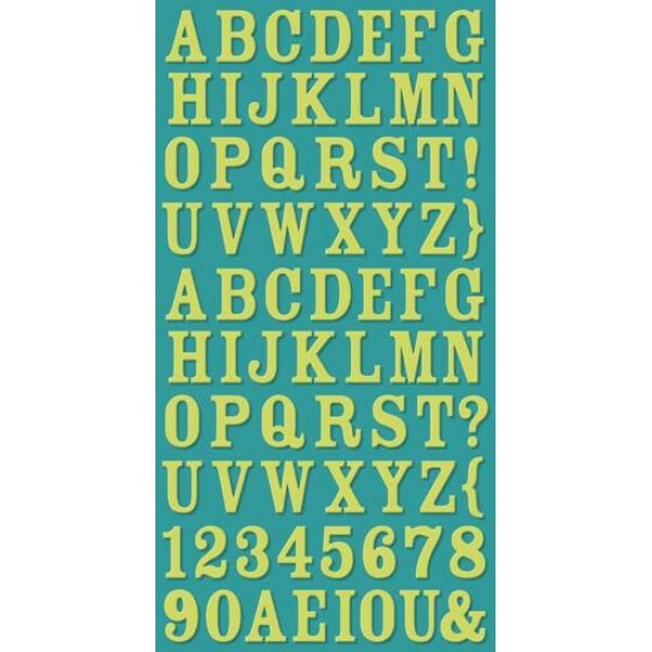 Adesivos Alfabeto - Cosmo Cricket Ready Set Chip - Lime Rickey
