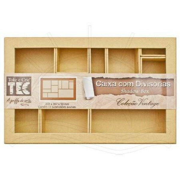 Caixa Chipboard com Divis�rias Vintage - TOKE e CRIE