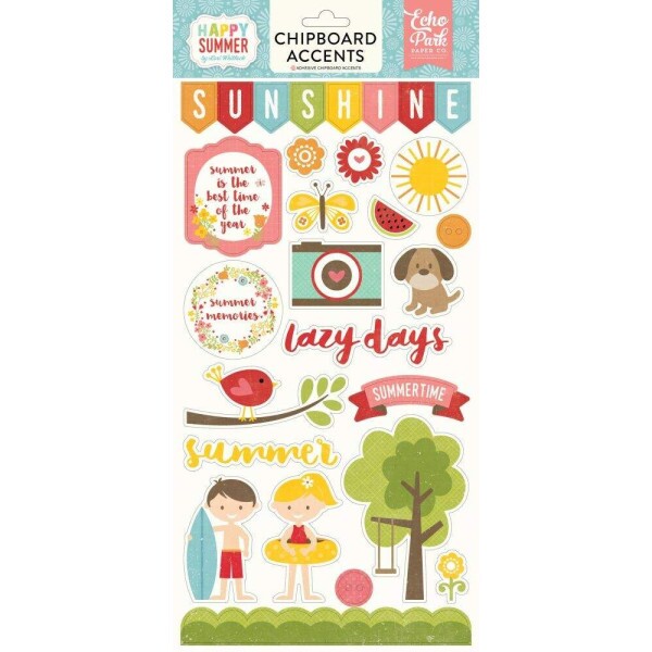 Adesivos - Chipboard - 6x13 - Happy Summer