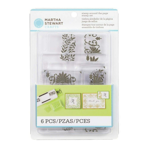 Kit 6 Carimbos - Stamp Aroud The Page - Flourishes and Leaves -Martha Stewart