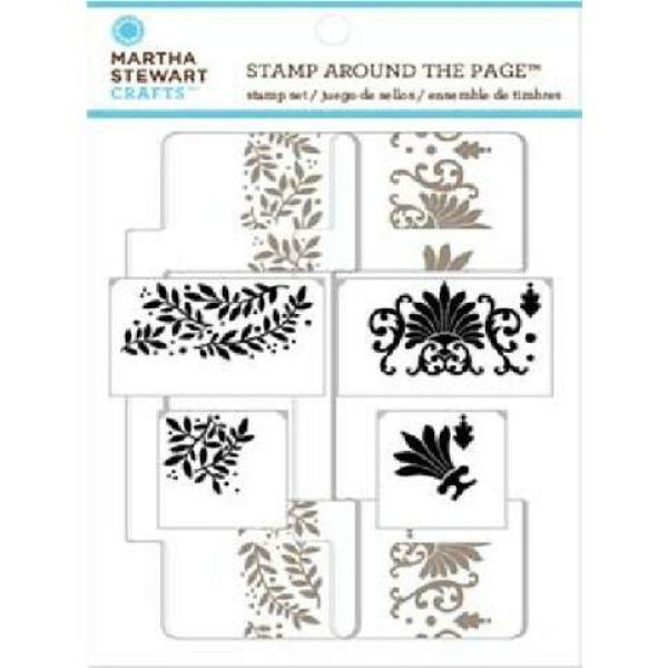Kit 6 Carimbos - Stamp Aroud The Page - Flourishes and Leaves -Martha Stewart