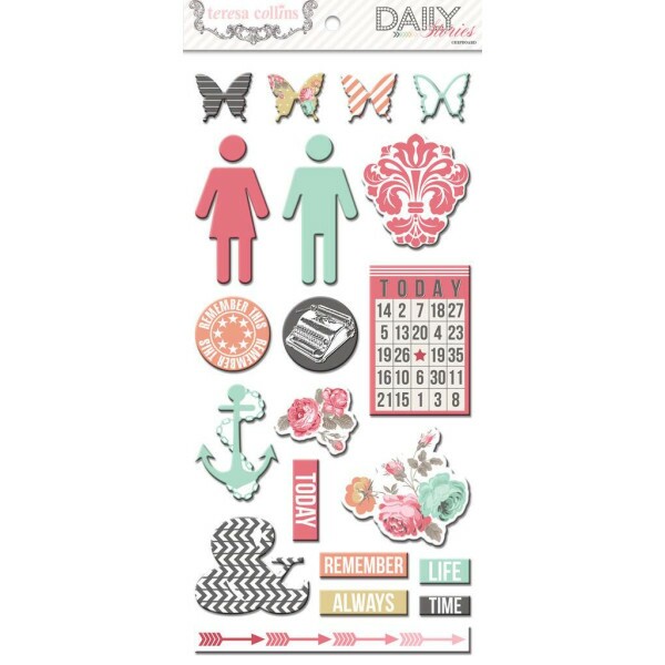 Acess�rios Daily Stories 12x12 Chipboard Elements - Teresa Collins