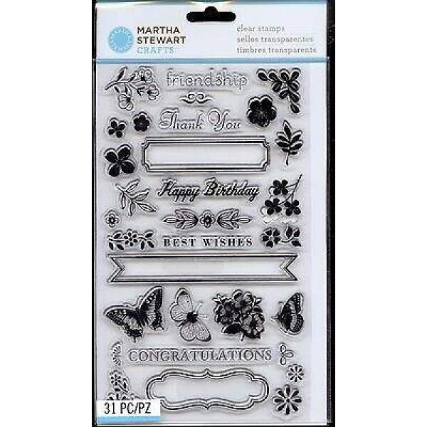 Carimbos - Frame Border Punch Birthday/ Flowers/ Butterfly - Martha Stewart