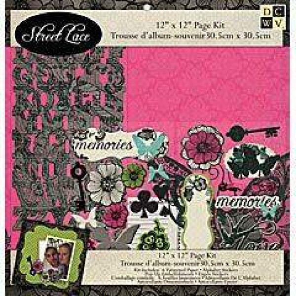 Kit para Scrapbook - Street Lace - Trousse dalbum-souvenir 30,5x30,5 c/ 9 Pe�as