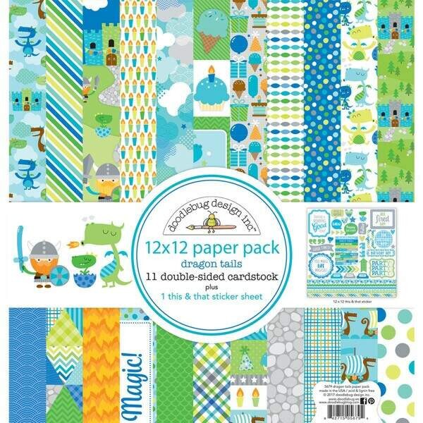 Kit Paper Pack - Dragon Tails - 30,5 x 30,5 c/ 12 Folhas - Doodlebug Design inc
