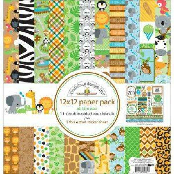 Kit Paper Pack - At The Zoo - 30,5 x 30,5 c/ 12 Folhas - Doodlebug Design inc