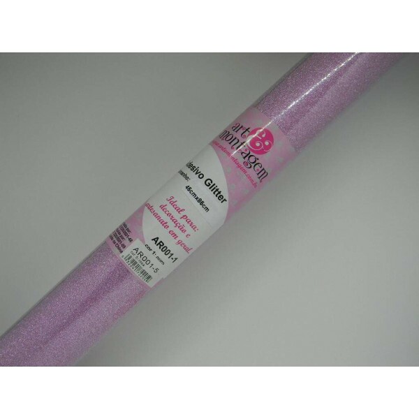Glitter Adesivo em Rolo 45x100cm - Rosa