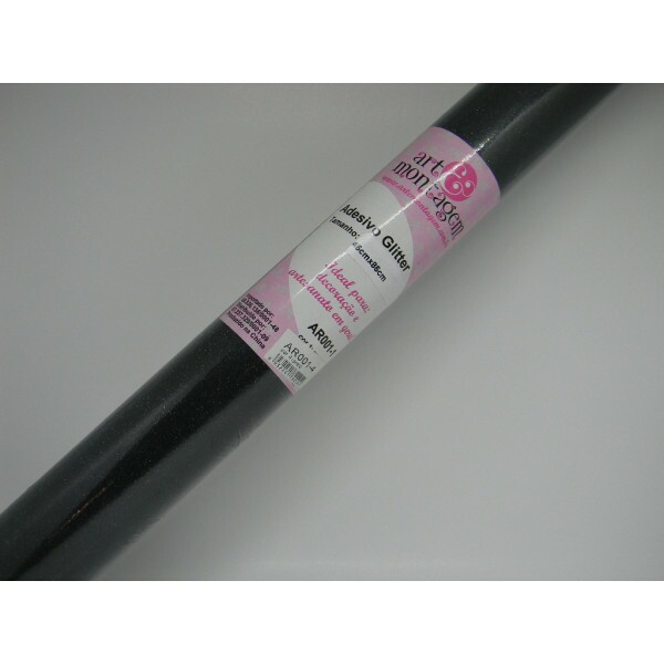 Glitter Adesivo em Rolo 45x100cm - Preto