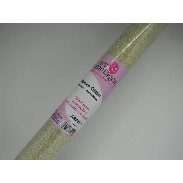 Glitter Adesivo em Rolo 45x100cm - Ouro