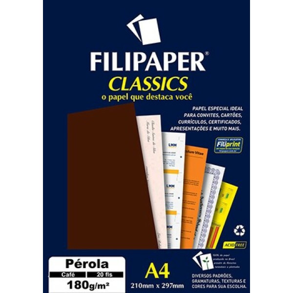 Papel Filipaper Classics 180gr - A4 - Caf� Perolado - 20 folhas