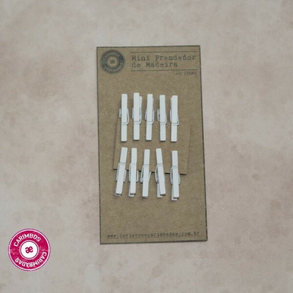 Mini Pregador de Madeira - Branco - 10 itens