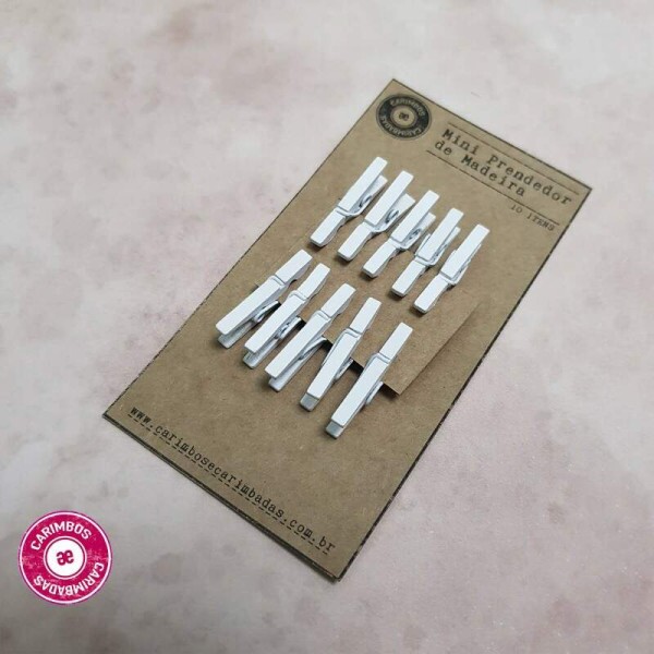 Mini Pregador de Madeira - Branco - 10 itens