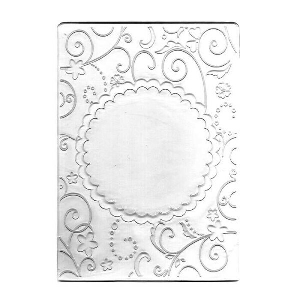 Placa de Emboss - Art e Montagem - Moldura Floral 02- 15cm x 10,6cm