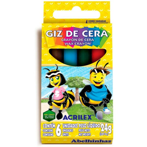 Giz de Cera Abelinha 6 cores- Acrilex