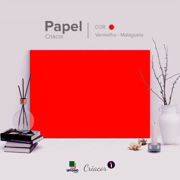 Papel Criacor 180g A4 - Vermelho Vivo (Malagueta) - 27 Folhas